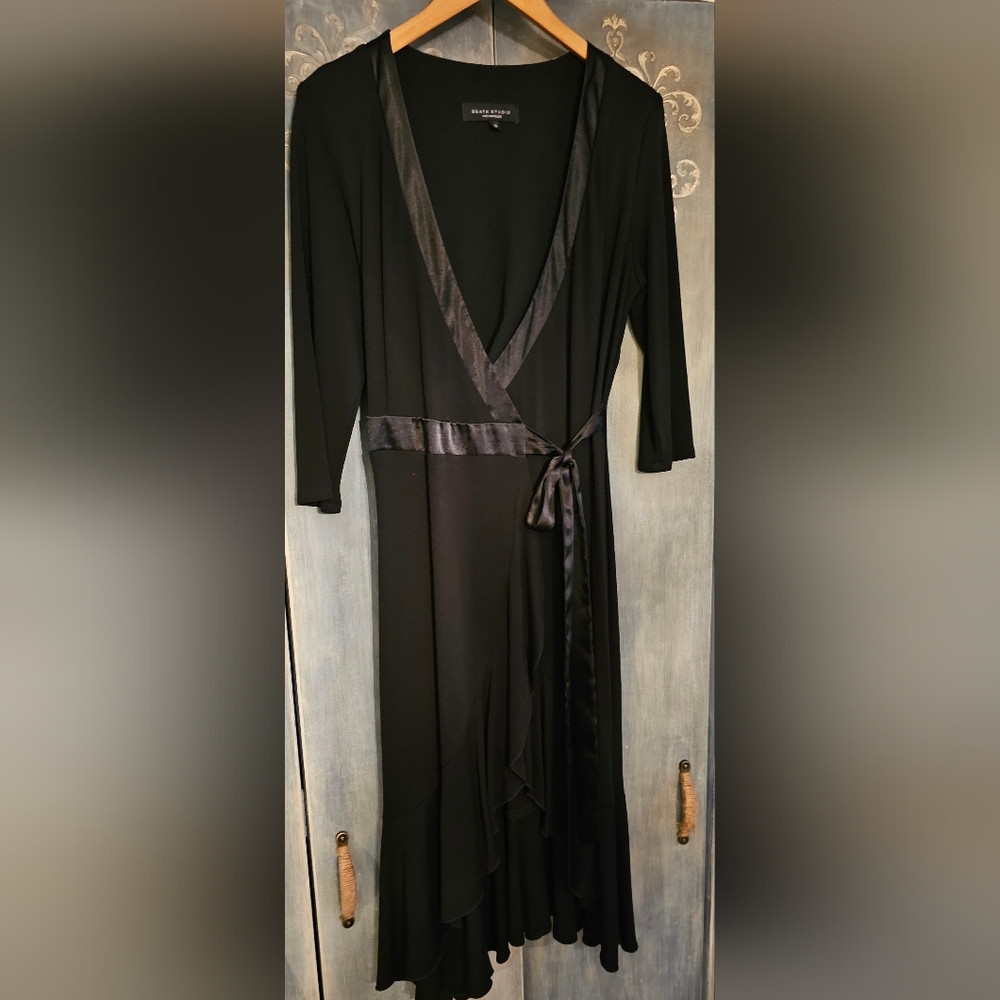 Beata Studio LA Blk Ruffle Wrap Dress (8)